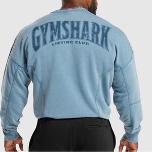 Gymshark Heritage Washed Crewneck in Distressed Blue 🆕